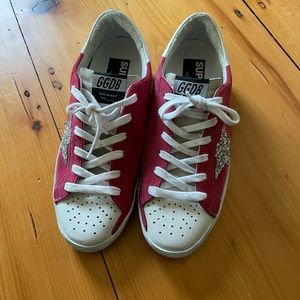 Golden Goose sneakers - size 39 in red with sparkly stars.